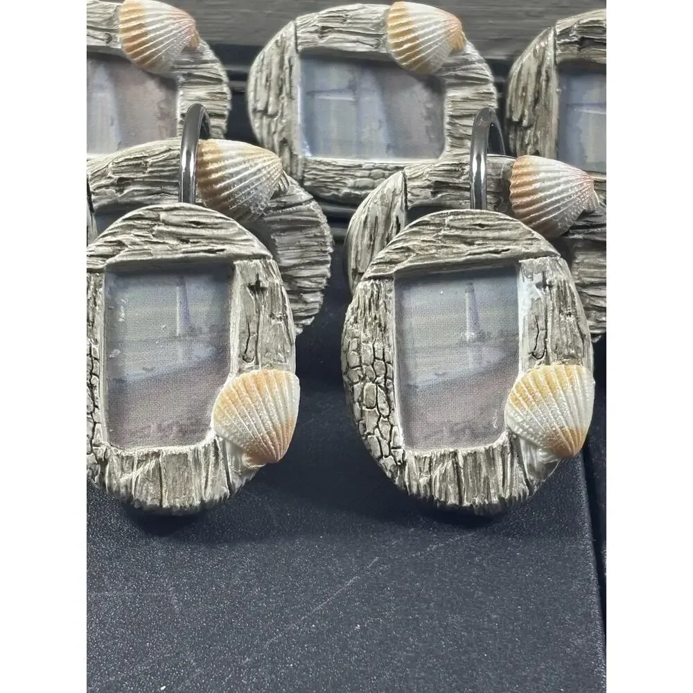 12 Lighthouse Drift Wood Shower Curtain Rings Seashell Bathroom Hooks Nautical J